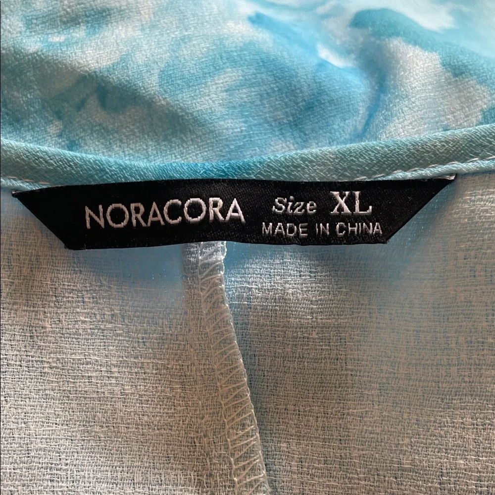 💥NWOT💥NORACORA Light Blue Tie-Dye V-Neck Bell Sleeve Dress Size XL